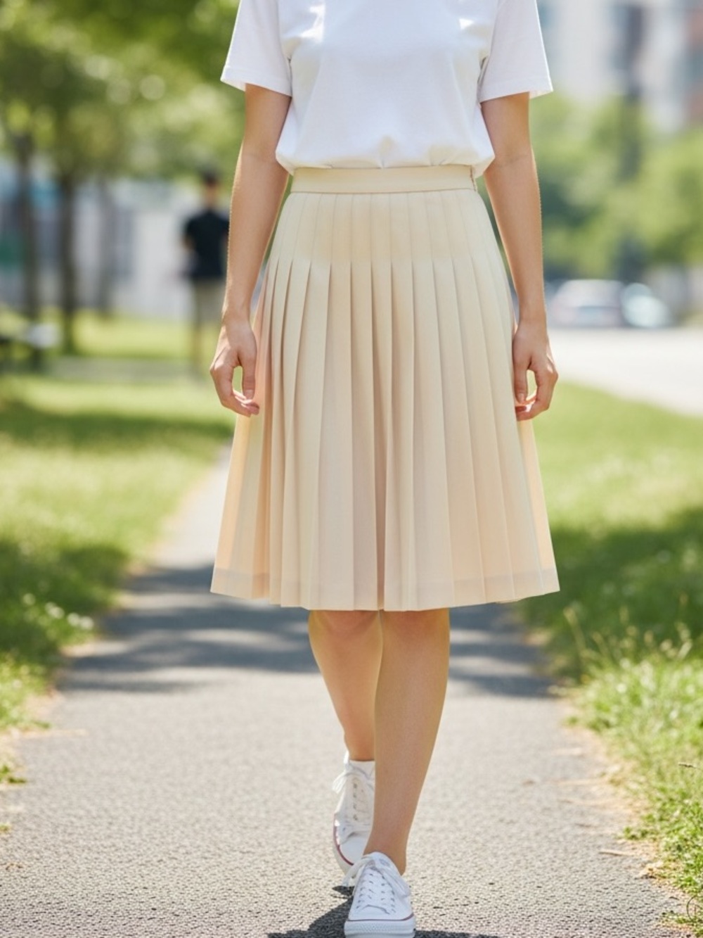 Gianni Sport Vintage Wool Pleated Skirt Cream Ivory Size 6 USA